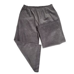 NEW Ecupper Cotton Corduroy Wide Leg Capri Pants Sz 5XL Elastic Waist Gray